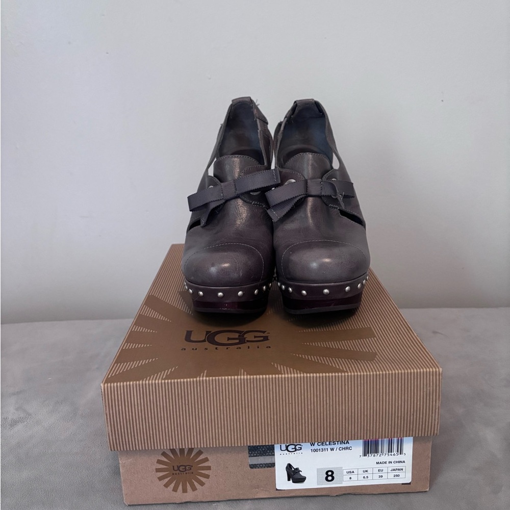 UGG Gray Women's Heels with Bow Accent